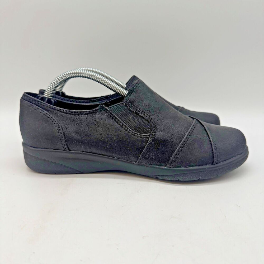 Baretraps Haven Comfort Shoes Women's 6M Black Stretch Slip On Walking Loafers